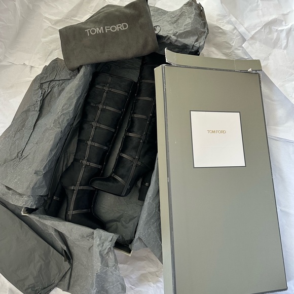 Tom Ford Leather Patchwork Calf Hair Knee-High Boots Fall/ Winter 2015 size 37 - Picture 2 of 16